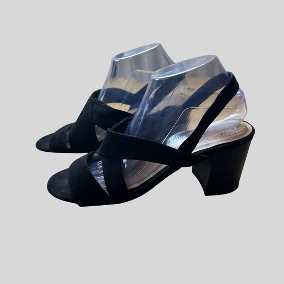 Dexflex Comfort  Velvet Cross-Strap  Elegant Fashion Block Heel Sandals 9.5 - Picture 4 of 9